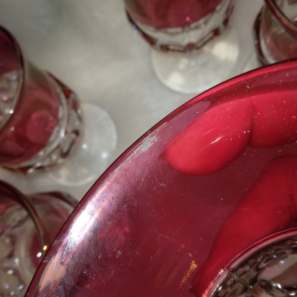 MCM Pressed Glass Goblets. No cracks, some wear, 2 small bubbles - Picture 12 of 12
